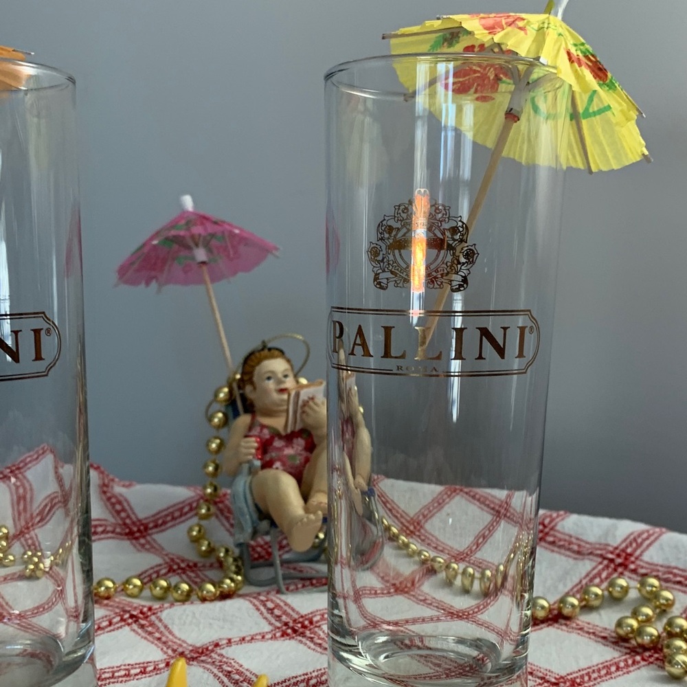 PALLINI High Ball Cocktail Glasses with Gold Design  Set/2 - VINTAGE - Picture 8 of 13